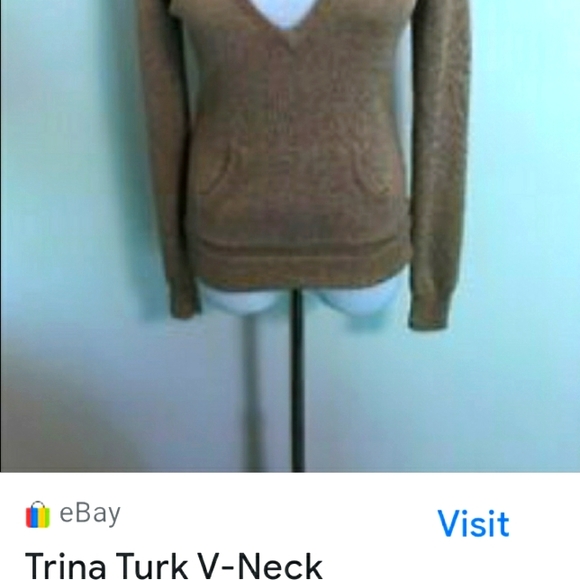 Trina Turk deep V hooded sweater M - Picture 5 of 13
